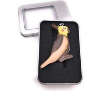 Porte-clés bois perroquet oiseau perruche oiseau d'élevage cacatoès tête jaune pendentif en boîte cadeau