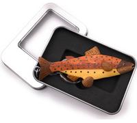 Porte-clés bois poisson mer eau nageoire vertébrée pendentif en boîte cadeau