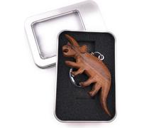 Porte-clés bois rhinocéros dino dinosaure vertébré agricole pendentif préhistoire en boîte cadeau