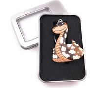 Porte-clés bois serpent à pois animal rampant écaille python anaconda reptile pendentif en boîte cadeau