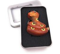 Porte-clés bois serpent points jaunes animal rampant écailles python anaconda reptile pendentif en boîte cadeau