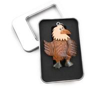 Porte-clés bois vautour oiseau de proie vautour corbeau dansant Pendentif en boîte cadeau