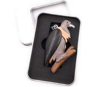 Porte-clés bois vautour oiseau de proie vautour percnoptère sur branche pendentif en boîte cadeau