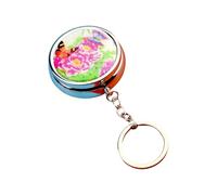 Porte-clés, boîte à pilules, portable, avec compartiment miroir scellé, distributeur de médicaments pour les voyages courts, porte-clés en métal