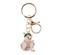 Porte-clés Bonhomme de Neige en Métal Orné de Cristaux pour Clés