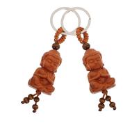Porte-clés Bouddha,2 pièces Petite Porte-clés Bouddha en Bois Porte-Bonheur Talisman Chakra Yoga Cadeau Figurine,Mini Bouddha Porte Bonheur Bouddhisme Keychain