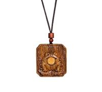 Porte-clés Bouddha Pixiu Sculpté En Bois D'agar, Pendentif Pièce De Dragon | Pièce de dragon de charme en bois d’agar, porte-clés en corde tressée