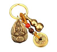 Porte-clés bouddhiste de luxe avec pièces de monnaie Feng Shui, suspension de fenêtre ou de voiture, symbolisant la richesse du succès (#8)