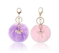 Porte-Clés Boule De Fourrure 2 Pièces, Porte-Clés Mignons en Peluche, Porte-Clés pour Femmes, Pendentifs Décoratifs, Porte-Clés Danseuse