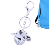 Porte-clés boule discothèque,Porte-clés rétro avec mini boule disco rose chapeau de cowboy | Décorations de fête réutilisables pour femmes, hommes, garçons, filles