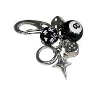 Porte-clés boule magique - Porte-clés en métal - Pendentif rétro en métal - Style vintage D20 - Pour sacs à dos, portefeuilles et décoration de téléphone - Joli accessoire de jeu pour T