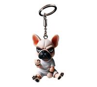 Porte-clés bouledogue français, avec motif chien mignon, 7,5 cm, breloque de sac à dos, accessoire durable inspiré des animaux de compagnie, pendentif décoratif pour sac à dos, pour clés, sacs, sacs à
