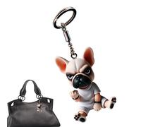 Porte-clés bouledogue français - Breloque 3D pour les amoureux des chiens avec anneau en acrylique robuste | Figurine légère de 7,5 cm faite à la main avec porte-clés en métal, parfait pour les clés