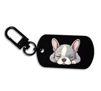 Porte-clés Bouledogue Français Gris Chien Propriétaire Mousqueton Porte-clés Tag