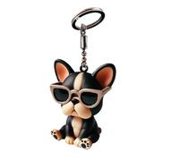 Porte-clés bouledogue français - Pendentif bouledogue suspendu ¦ Ornement en acrylique avec motif animal, décoration suspendue pour affichage de voiture, chaîne d'animal avec porte-clés, accessoire