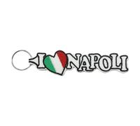 Porte-clés brodé - I Love Napoli (avec drapeau)