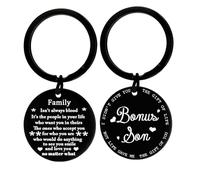 Porte-clés cadeau pour beau-fils - Cadeau pour fils - Cadeau de belle-mère et beau-père - Porte-clés pour fils bonus