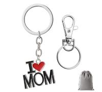 Porte-clés cadeau pour maman - Cordon personnalisé « Je t'aime maman » de fille/fils, idée de cadeau pour la fête des mères, un anniversaire et Noël, accessoire élégant, Noir , taille unique