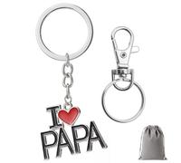 Porte-clés cadeau pour papa - Cordon personnalisé « Je t'aime » de fille/fils | Idée de cadeau pour la fête des pères, un anniversaire et Noël | Porte-clés élégant pour papa, Noir , taille unique