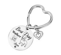 Porte-Clés Cadeau pour Propriétaire de Chien, “Best Dog Walker Ever“ Porte-Clés Mignon pour Chiot pour Femme Maman Amoureux des Animaux Breloques Cadeaux (Bouledogue Français)
