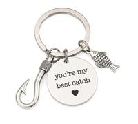 Porte-Clés Cadeaux Petit Ami de la Part de sa Copine - Porte-Clés Pêche avec Gravure You're My Best Catch. Cadeaux d'Anniversaire pour Mari de la Part de sa Femme, Accessoires de Pêche