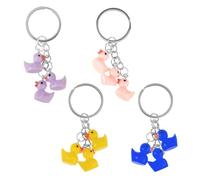 Porte-Clés Canard 4 Pièces, Porte-Clés Animaux Mignons, Mini Porte-Clés en Résine, Porte-Clés Simples De Dessin Animé