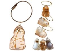 Porte-clés capsule commémorative en poils de chat - Boîte souvenir transparente en forme de chat pour les amoureux des chats, pour la perte d'un ami à fourrure