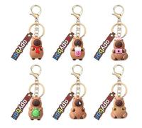 Porte Clés Capybara 6 Pièces,Kawaii Capybara Keychains,Décoration De Keychain Animal,Capybara Keyring Pour Les Enfants Personnalisé Sac D'École Accessoire Voiture