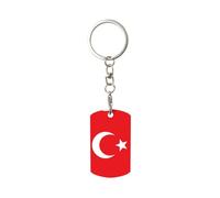 Porte-clés carré en métal Drapeau de la Turquie, pas de rouille, pas facile à déformer.