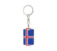 Porte-clés carré en métal Drapeau de l'Islande, pas de rouille, pas facile à déformer.