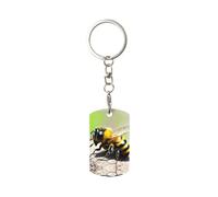 Porte-clés carré en métal - Jolie petite abeille, ne rouille pas, ne se déforme pas facilement.