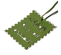 Porte-clés carré tendance avec lettre arabe - Léger - En cuir synthétique - Décoration de sac de voiture - Pour un usage quotidien - Pendentif en cuir synthétique, Vert, taille unique