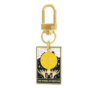 Porte-Clés Carte de Tarot - Porte-Clé Carte La Roue de la Fortune Breloque de Sac pour Femme avec Roue Jaune Mystique, Cadeaux Porte-Cléf Sympas pour Chercheurs de Destin & Amateurs de Tarot.