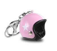 Porte-clés Casque de Moto Rétro Étoile Porte-clés Avec Fermeture Fonctionnelle Permis de Conduire Voiture Réussi Cadeau Moto Cadeaux D'anniversaire Pour Hommes Femmes Meilleure Amie, Rose