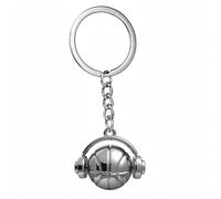 Porte-clés casque écouteurs basket drôle cadeaux mignon alliage zinc sport amateurs sac dos clés voiture breloques (Argenté)