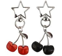 Porte-Clés Cerise 2 Pièces, Porte-Clés Cerise À La Mode, Pendentifs Cerise Étoile, Pendentifs De Sac pour Filles, Pendentifs Fruits Créatifs