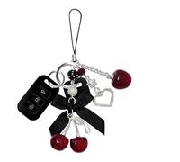 Porte-clés cerise - accessoires de conception cœur étoile, pendentif nœud mignon, sangle mobile, décoration de bouteille d'eau | Convient aux filles garçons famille ami cadeau décoration de sa