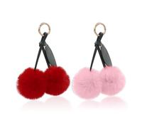 Porte-Clés Cerise en Peluche, 2 Pièces, Mignons, pour Femmes, Porte-Clés De Voiture