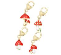 Porte-clés Champignon,Lot de 4 Porte Champignons, Pendentifs Nature et Féeriques avec Fermoir en Forme de Coeur, Parfaits pour Décor et Cadeaux Créatifs,Bagages Décor