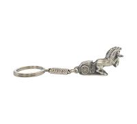 Porte-clés Char d'Achille grec antique avec 2 chevaux - Porte-clés en zamak fait main - Guerre de Troie à collectionner - Couleur argent