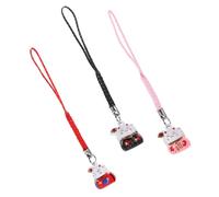 Porte-clés Chat Amulette 3 Pièces en Céramique, Décoration Téléphone | Secret Santa, Pendentifs Kawaii pour Paquet et Lanière Mobile, Chat Chanceux, Lot de 3