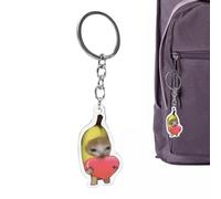 Porte-clés chat banane - Crochets porte-clés transparents avec imprimé chat banane,Jouet clicker porte-clés acrylique 2D avec lanière pour clés de voiture, sacs à dos, sacs à main, et adultes