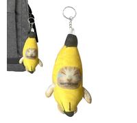 Porte-clés chat banane - Porte-clés de chat qui pleure de banane - Accessoires de porte-clés de d'animal en peluche de porte-clés de peluche de Kawaii