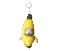 Porte-clés chat banane, Porte-clés de chat qui pleure de banane, Accessoires de porte-clés de d'animal en peluche de porte-clés de peluche de Kawaii