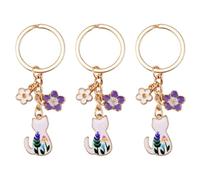 Porte-Clés Chat, Breloques de sac Mignonnes en Émail Fleur Kawaii Porte-Clés Chat Décoration de Jardin Japonais pour Clés de Voiture sac à Main sacs à Main Filles Femmes Cadeau Bricolage