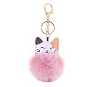 Porte-clés Chat de Pompon, Pompon Porte-clés Créativité Animaux Porte-clés Voiture Boule de Fausse Fourrure Pendentif Pompon Porte-clés Peluche pour Sac Accessoires de Sac à Dos Sac à Main
