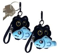 Porte-clés chat mignon | Pendentif 3D Cartoon Charm Ornement tenant un poisson - Porte-clés en peluche, pour adolescents, femmes, sacs à main, sacs à main