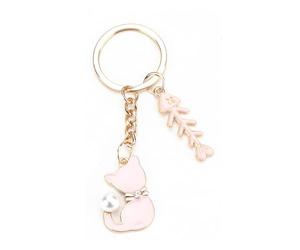 Porte-clés chat mignon, pendentif chat et poisson mignon en alliage de haute qualité, comme cadeau d'anniversaire affectueux pour les femmes, cadeaux pour les copines et les sœurs