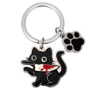 Porte-Clés Chat Noir, Mignon Drôle Porte-Clés Chat avec Couteau Création Originale en Forme D'animal un Accessoire Tendance pour Sacs Idéal pour Femmes et Hommes