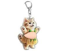 Porte-Clés Chat,Ornement en Acrylique avec Motif de Chat et Ventre à Presser - Breloque pour Sac Tote Bag Femme - pour Filles Femmes Enseignant Étudiants Vacances Anniversaire